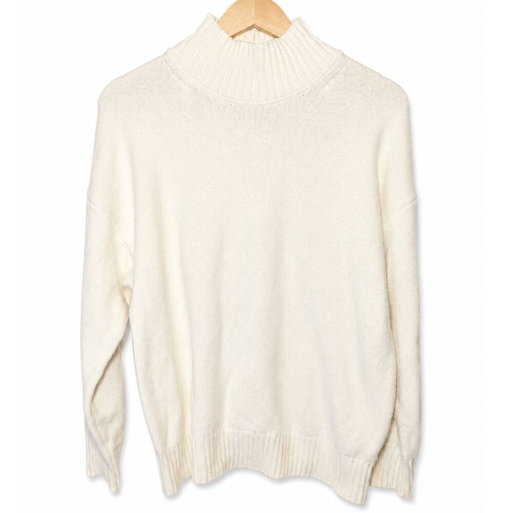 GAP Cream Cotton Blend Ribbed Turtleneck Sweater Soft Cozy Knit Women's Small